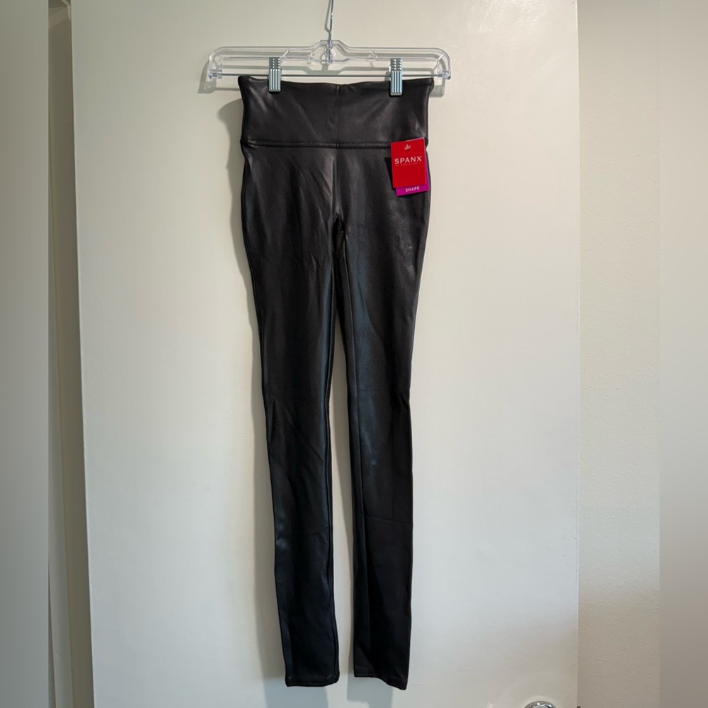 SPANX Sleek Black Leatherette Leggings